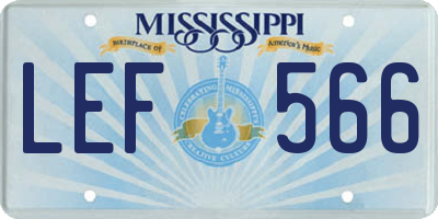 MS license plate LEF566