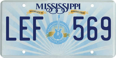 MS license plate LEF569