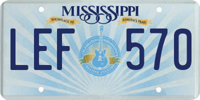 MS license plate LEF570
