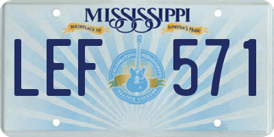 MS license plate LEF571