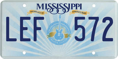 MS license plate LEF572
