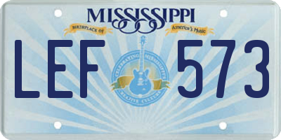 MS license plate LEF573