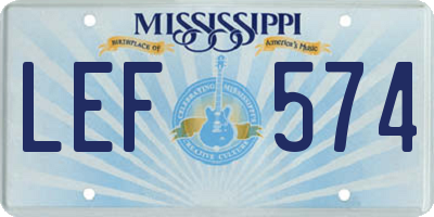 MS license plate LEF574