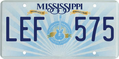 MS license plate LEF575