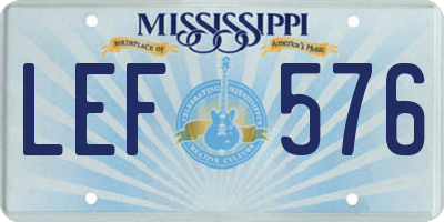 MS license plate LEF576