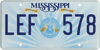 MS license plate LEF578