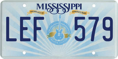 MS license plate LEF579