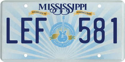 MS license plate LEF581