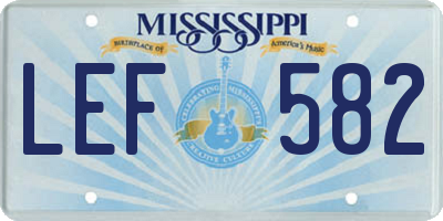 MS license plate LEF582