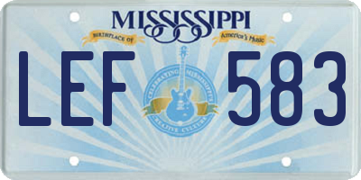 MS license plate LEF583