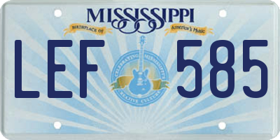 MS license plate LEF585