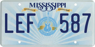 MS license plate LEF587