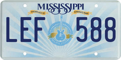 MS license plate LEF588