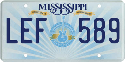 MS license plate LEF589