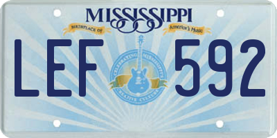 MS license plate LEF592