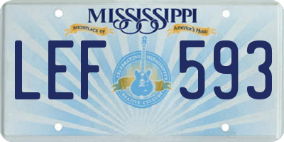 MS license plate LEF593