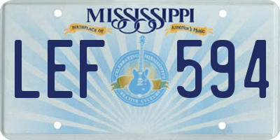 MS license plate LEF594