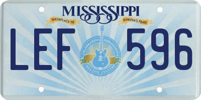 MS license plate LEF596