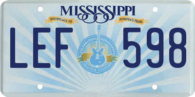 MS license plate LEF598