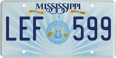 MS license plate LEF599
