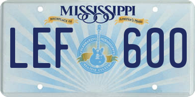 MS license plate LEF600