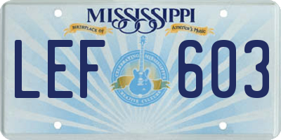 MS license plate LEF603