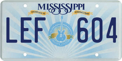 MS license plate LEF604