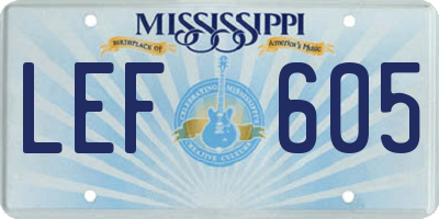 MS license plate LEF605