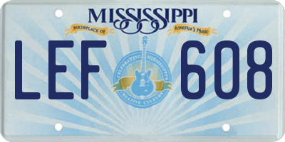 MS license plate LEF608