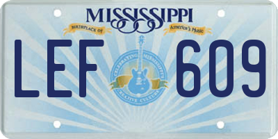 MS license plate LEF609