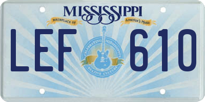 MS license plate LEF610