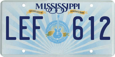 MS license plate LEF612