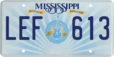 MS license plate LEF613