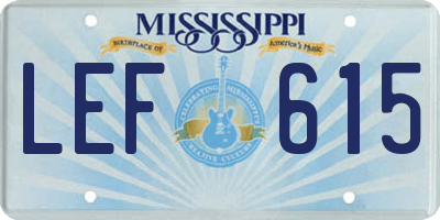 MS license plate LEF615