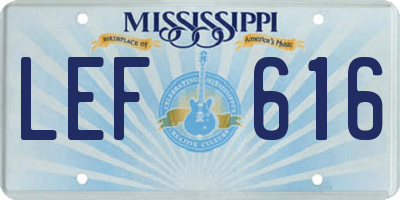 MS license plate LEF616