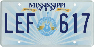 MS license plate LEF617