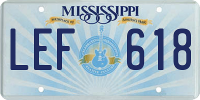 MS license plate LEF618