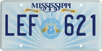 MS license plate LEF621