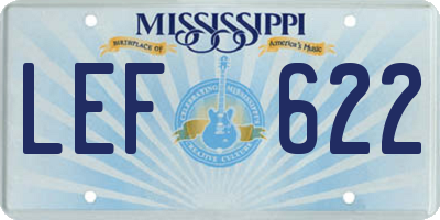 MS license plate LEF622
