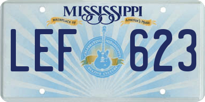 MS license plate LEF623