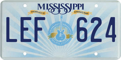 MS license plate LEF624
