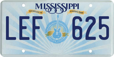 MS license plate LEF625