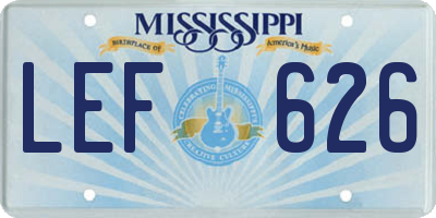 MS license plate LEF626