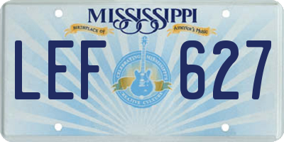 MS license plate LEF627