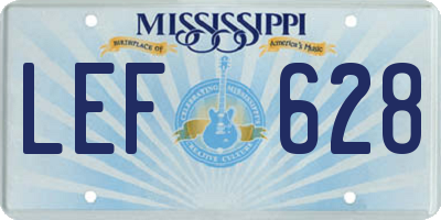 MS license plate LEF628