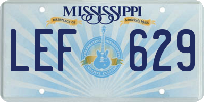 MS license plate LEF629