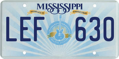 MS license plate LEF630