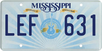 MS license plate LEF631