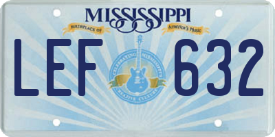MS license plate LEF632