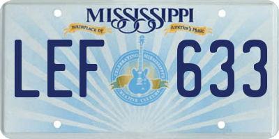 MS license plate LEF633